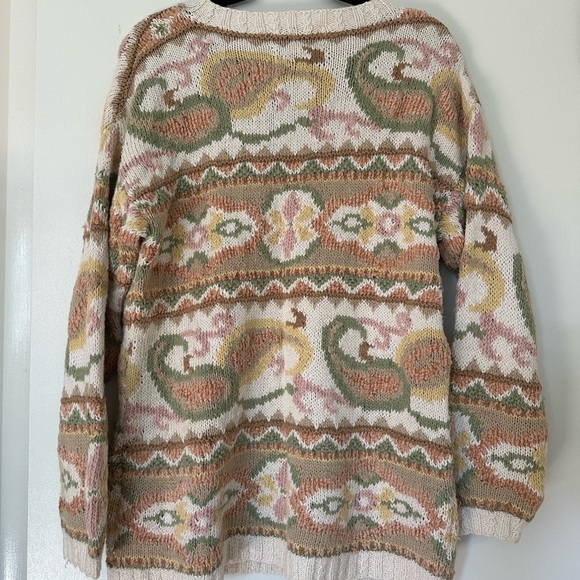 Express Vintage Womens Paisley Cotton Blend Sweater XS Oversize - Picture 3 of 9